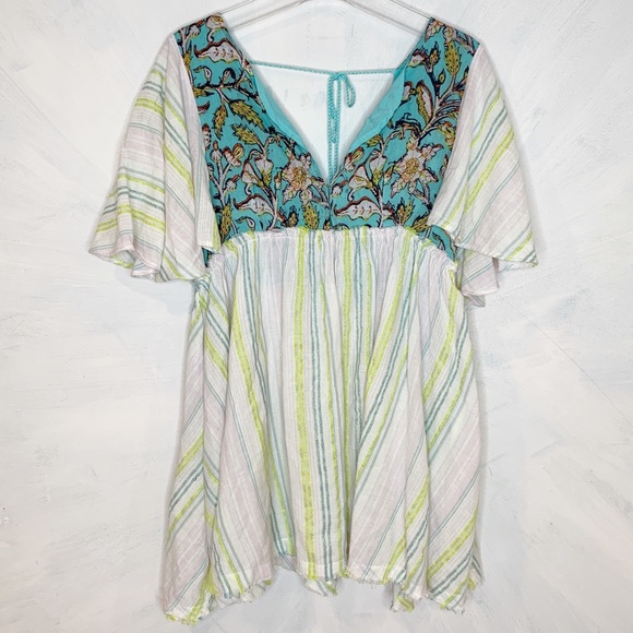 Free People Being Me Tunic Striped Boho Floral - Picture 4 of 8
